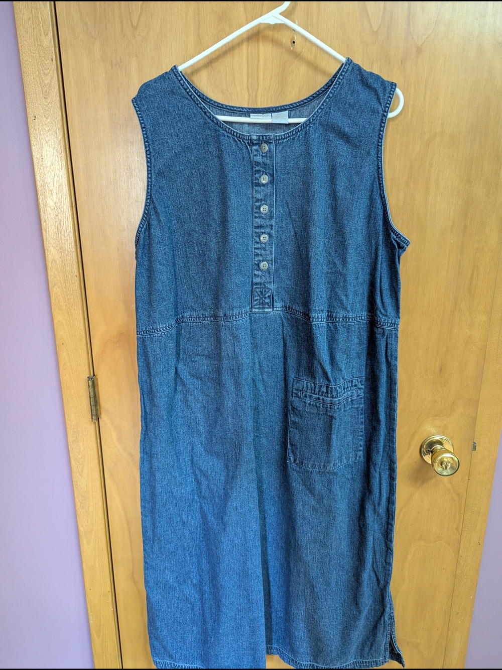 Cherokee Denim Button-Front Plus Size Dress in Medium Blue